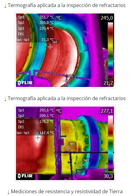 Inspección termográfica en refractarios industriales: mapa térmico con puntos calientes